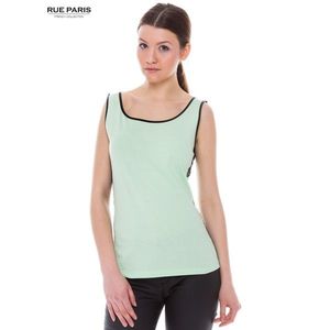 Elegant light green top with lace insert on the sides by Rue Paris vyobraziť