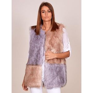Modular gray and beige fur vest vyobraziť