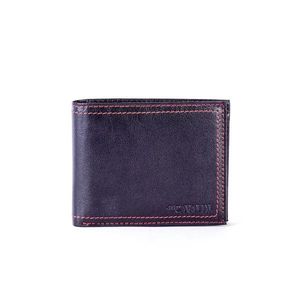 Men´s black leather wallet with red trim vyobraziť