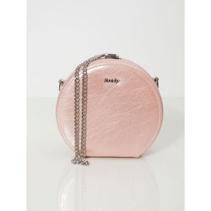 Round leather handbag in light pink color vyobraziť