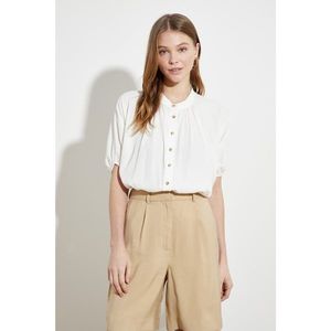 Trendyol White Upright Collar Shirt vyobraziť