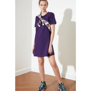Trendyol Dark Purple Vatka Knitted Dress vyobraziť