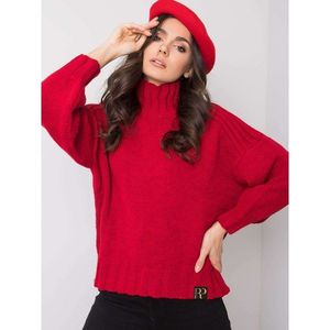 RUE PARIS Women´s red turtleneck sweater vyobraziť