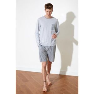 Trendyol Grey Striped Knitted Pyjama Set vyobraziť
