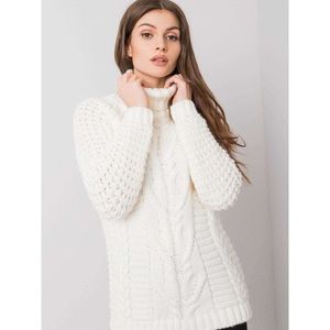 Ecru turtleneck sweater with braids vyobraziť