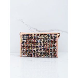 Black women´s cosmetic bag with a colored pattern vyobraziť