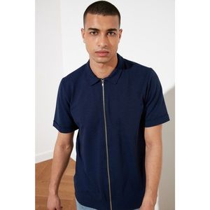 Trendyol Navy Blue Men's Regular Fit Short Sleeve Zip Shirt vyobraziť