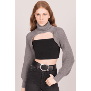 BSL Dark gray women´s turtleneck sweater vyobraziť
