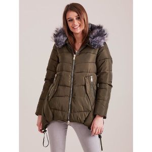 Women´s khaki quilted winter jacket vyobraziť