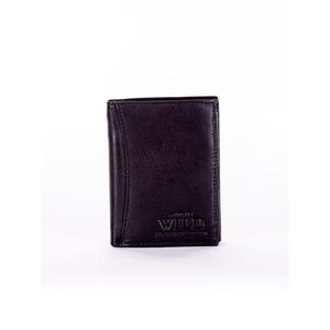 Men´s black leather wallet with stitching vyobraziť
