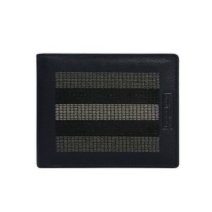 Men´s dark blue wallet with horizontal gray stitching vyobraziť