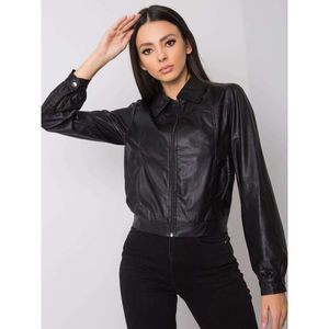 Black short eco-leather jacket vyobraziť