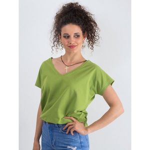 Cotton V-neck t-shirt, light green vyobraziť