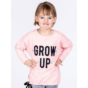 Girls´ pink cotton blouse with an inscription and a welt vyobraziť