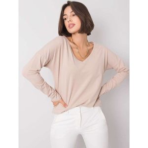 Beige cotton blouse with long sleeves vyobraziť