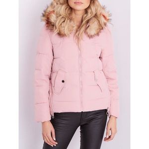 Women´s quilted jacket with a hood, light pink vyobraziť
