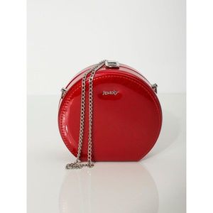 Leather round red handbag vyobraziť