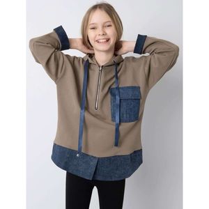 Light khaki sweatshirt for girls with a hood vyobraziť