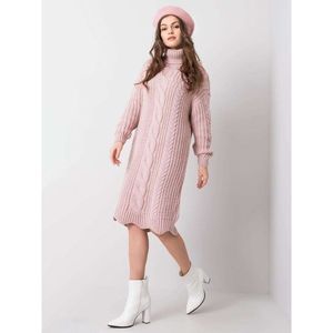 Dusty pink knitted turtleneck dress vyobraziť