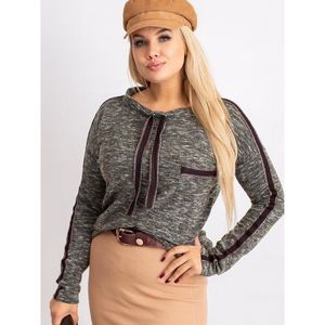 Khaki plus size blouse with stripes vyobraziť