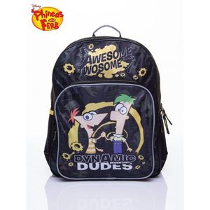 Black school backpack with a pair of Phineas and Ferb vyobraziť
