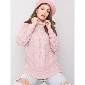Dusty pink turtleneck sweater with braids vyobraziť