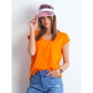 Orange V-neck cotton t-shirt vyobraziť