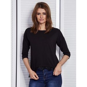Black women´s blouse with lace trim vyobraziť