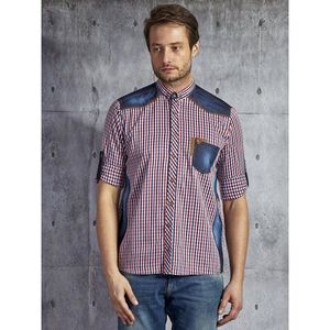 Navy and red men´s checked shirt made of PLUS SIZE cotton vyobraziť