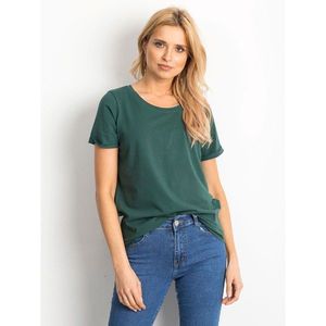 Basic dark green cotton t-shirt for women vyobraziť