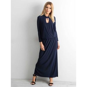 Long dress with a cut in navy blue vyobraziť