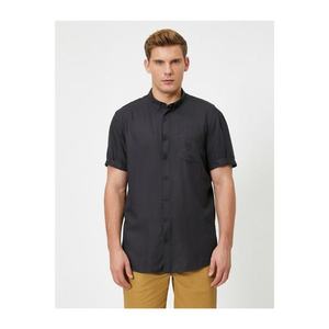 Koton Men's Black Pocket Short Sleeve Printed Shirt vyobraziť