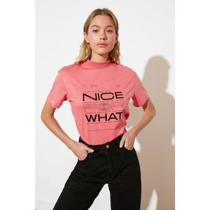 Trendyol Pink Basic Printed Knitted t-shirt vyobraziť