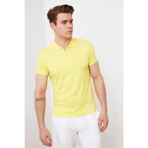 Trendyol Yellow Men's Slim Fit Short Sleeve Printed Polo Neck T-shirt vyobraziť