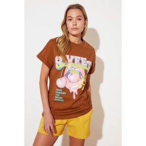 Trendyol Brown Boyfriend Knitted T-Shirt vyobraziť