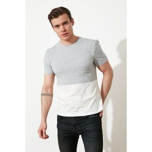 Trendyol Gray Men's Slim Fit Short Sleeve Color-Blocked T-Shirt vyobraziť