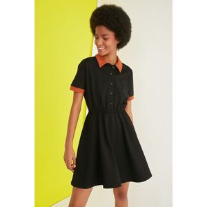 Trendyol Black Button Detailed Polo Neck Knitted Dress vyobraziť