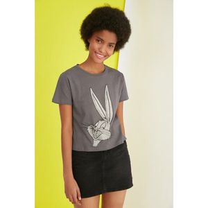Trendyol Anthracite Bugs Bunny Licensed Basic Knitted T-shirt T-Shirt vyobraziť