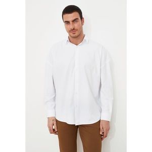 Trendyol White Male Oversize Fit Basic Shirt Collar Shirt vyobraziť