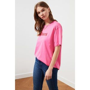 Trendyol Pink Pisces Printed Boyfriend Knitted T-Shirt vyobraziť
