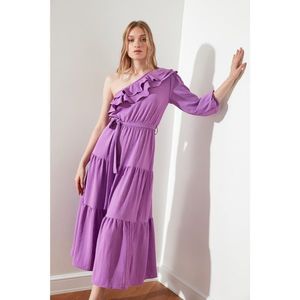 Trendyol Lilac Belt One-sleeve Dress vyobraziť