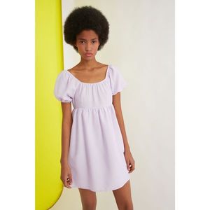 Trendyol Lilac Sleeve Ruffle Striped Dress vyobraziť