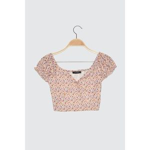 Trendyol Multicolor Petit Floral Patterned Crop Knitted Blouse vyobraziť