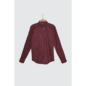 Trendyol Burgundy Men's Button Collar Oil Wash Slim Fit Shirt vyobraziť