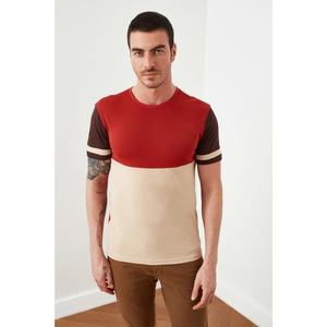 Trendyol Cinnamon Men Slim Fit Short Sleeve Panel T-Shirt vyobraziť