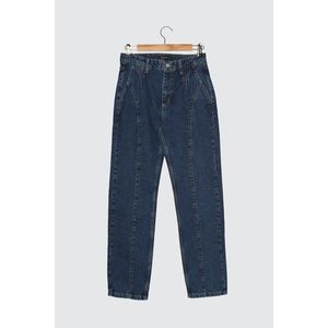 Trendyol Blue Stitch Detail High Waist 100% Organic Cotton Narrow Straight Jeans vyobraziť