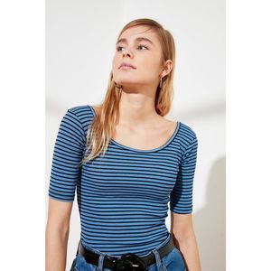 Trendyol Blue Striped Knitted Blouse vyobraziť