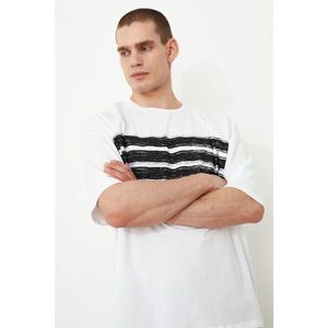 Trendyol White Male Short Sleeve Printed Oversize T-Shirt vyobraziť