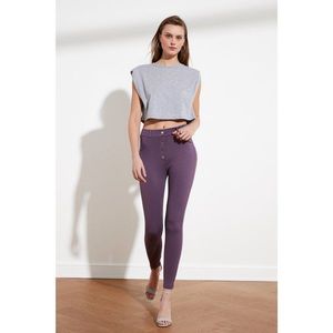 Trendyol Purple Button Detailed Knitted Pants vyobraziť