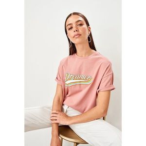 Trendyol Rose Dry Wear Printed Boyfriend Knitted T-shirt vyobraziť
